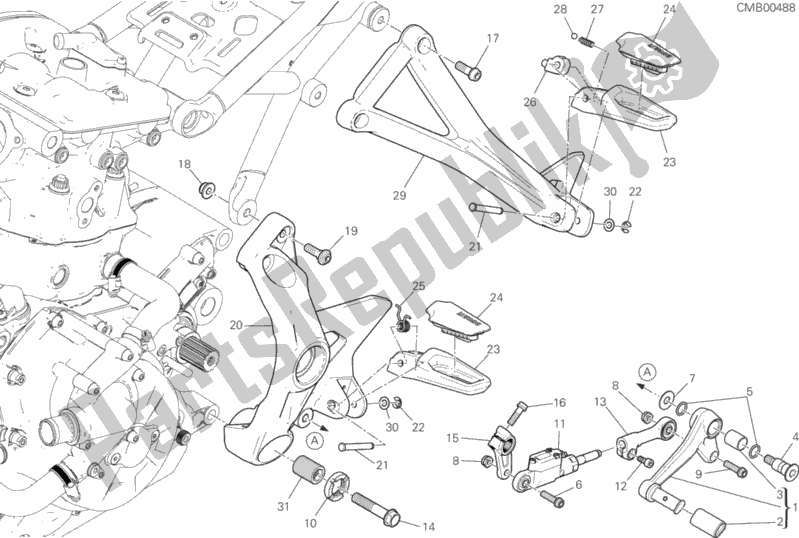 All parts for the Footrests, Left of the Ducati Monster 1200 S 2020